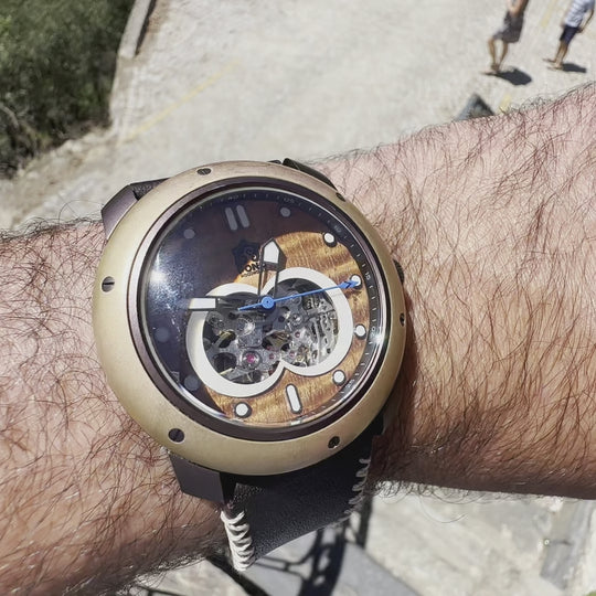 Element Koa Wood and Bronze Automatic Watch--Limited Edition Black