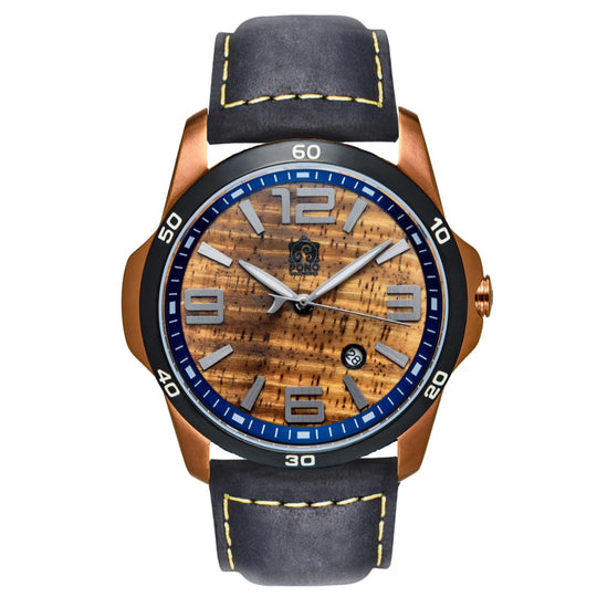 The Surfrider Koa Wood Watch – Black, Silver & Copper | Pono Woodworks