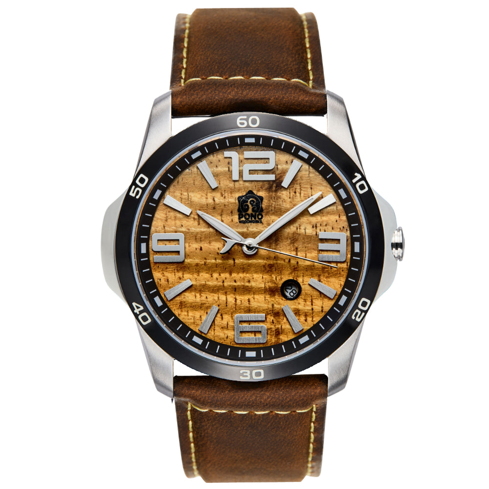 The Surfrider Koa Wood Watch – Black, Silver & Copper | Pono Woodworks