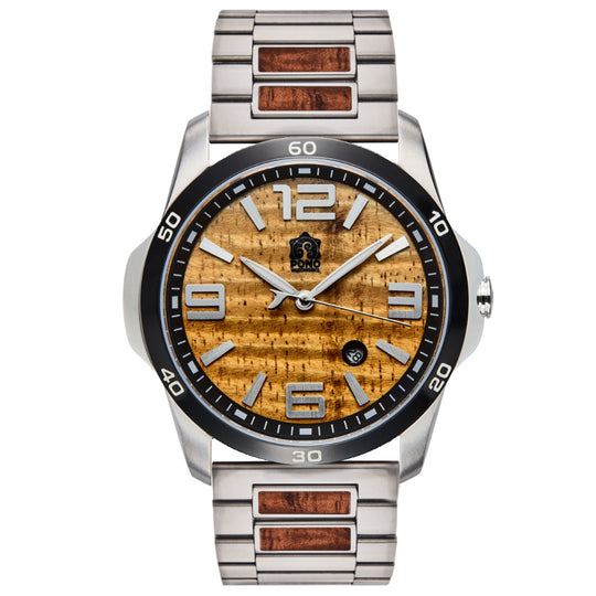 The Surfrider Koa Wood Watch – Black, Silver & Copper | Pono Woodworks
