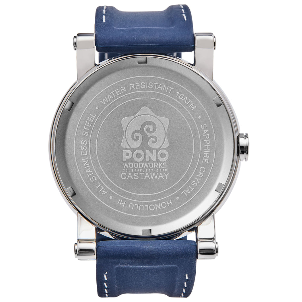 back of watch details of inscription and logo