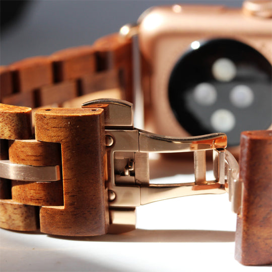 clasp of koa wood watch band