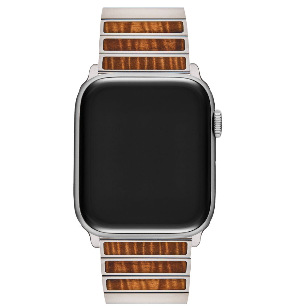 Koa Wood and Stainless Minimalist  iWatch Band (24mm Width)