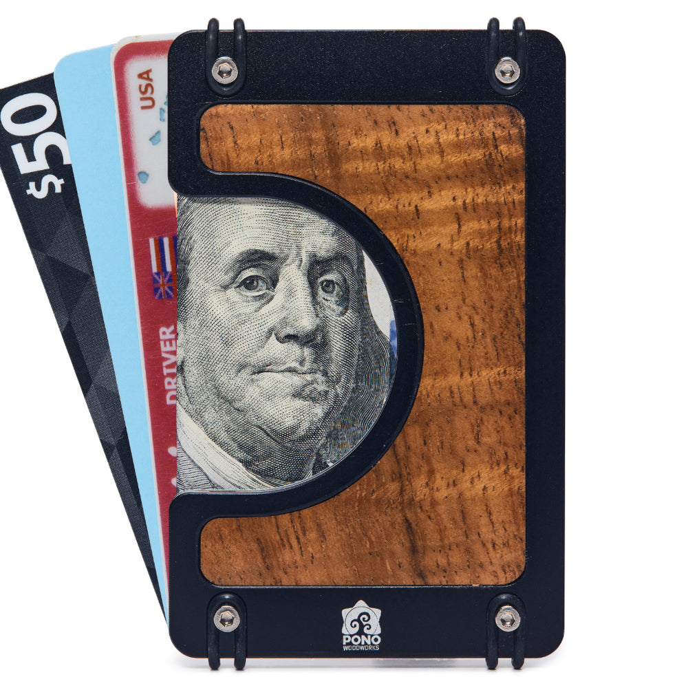 slim wallet showing cards opening out