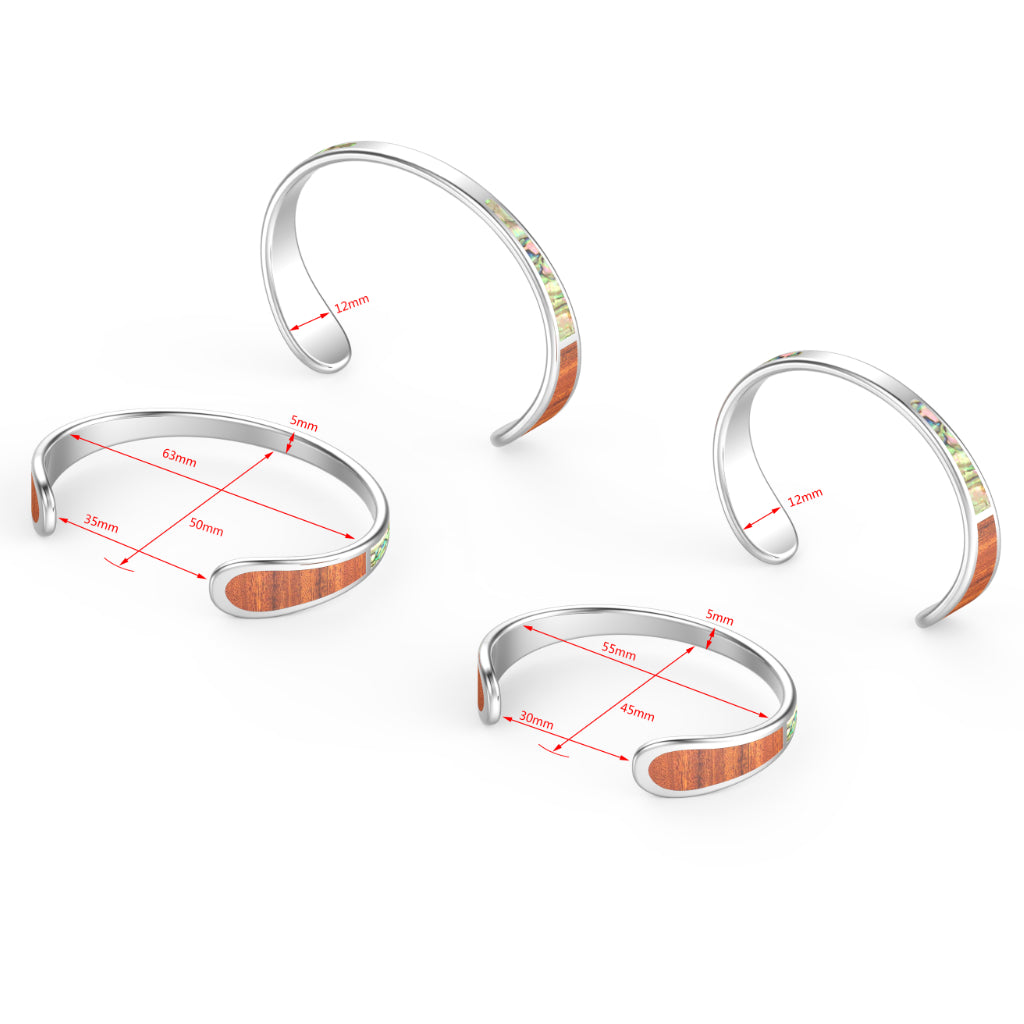 Eternity Koa Cuff Bracelet with Abalone