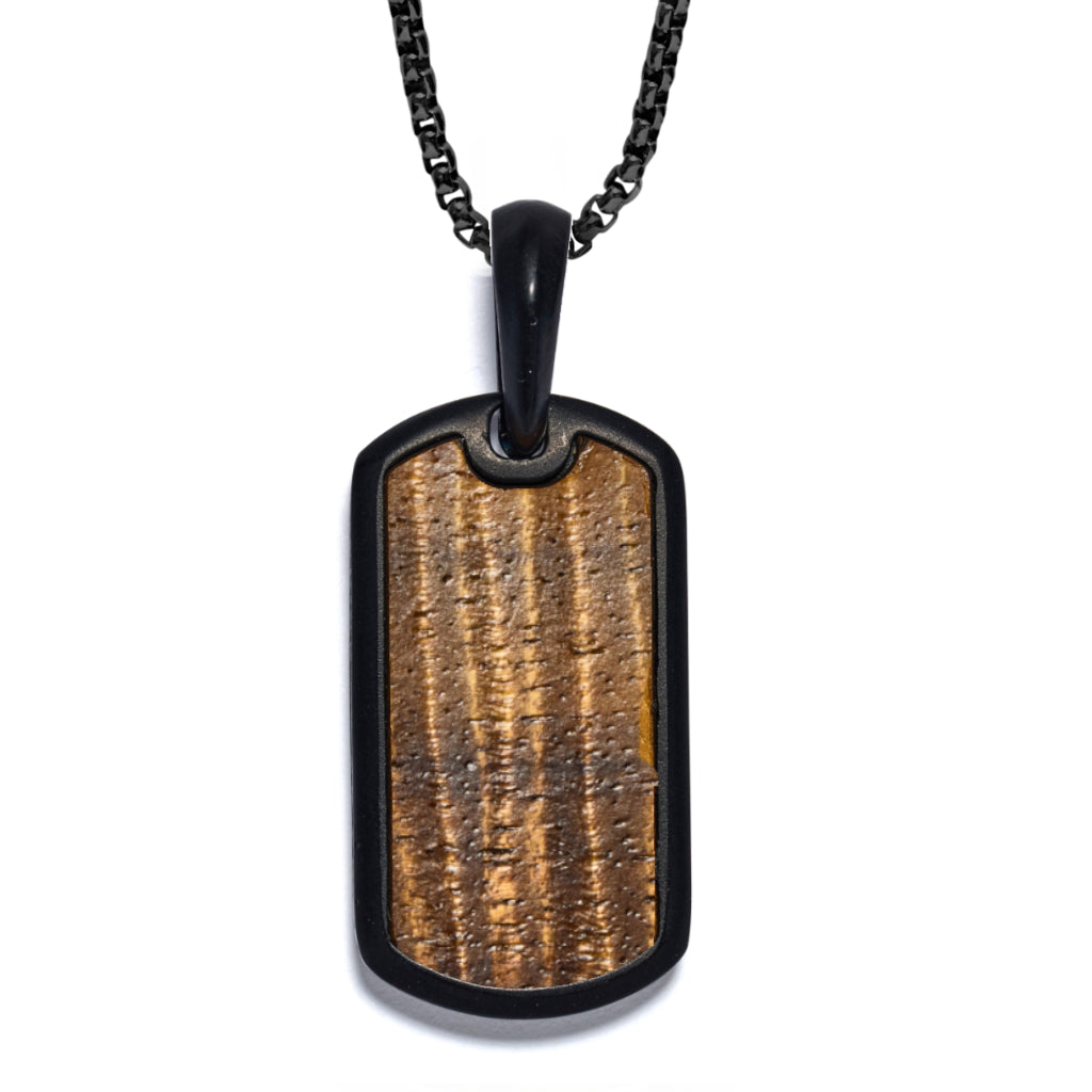 Koa and Mother of Pearl Tag Pendant Necklace