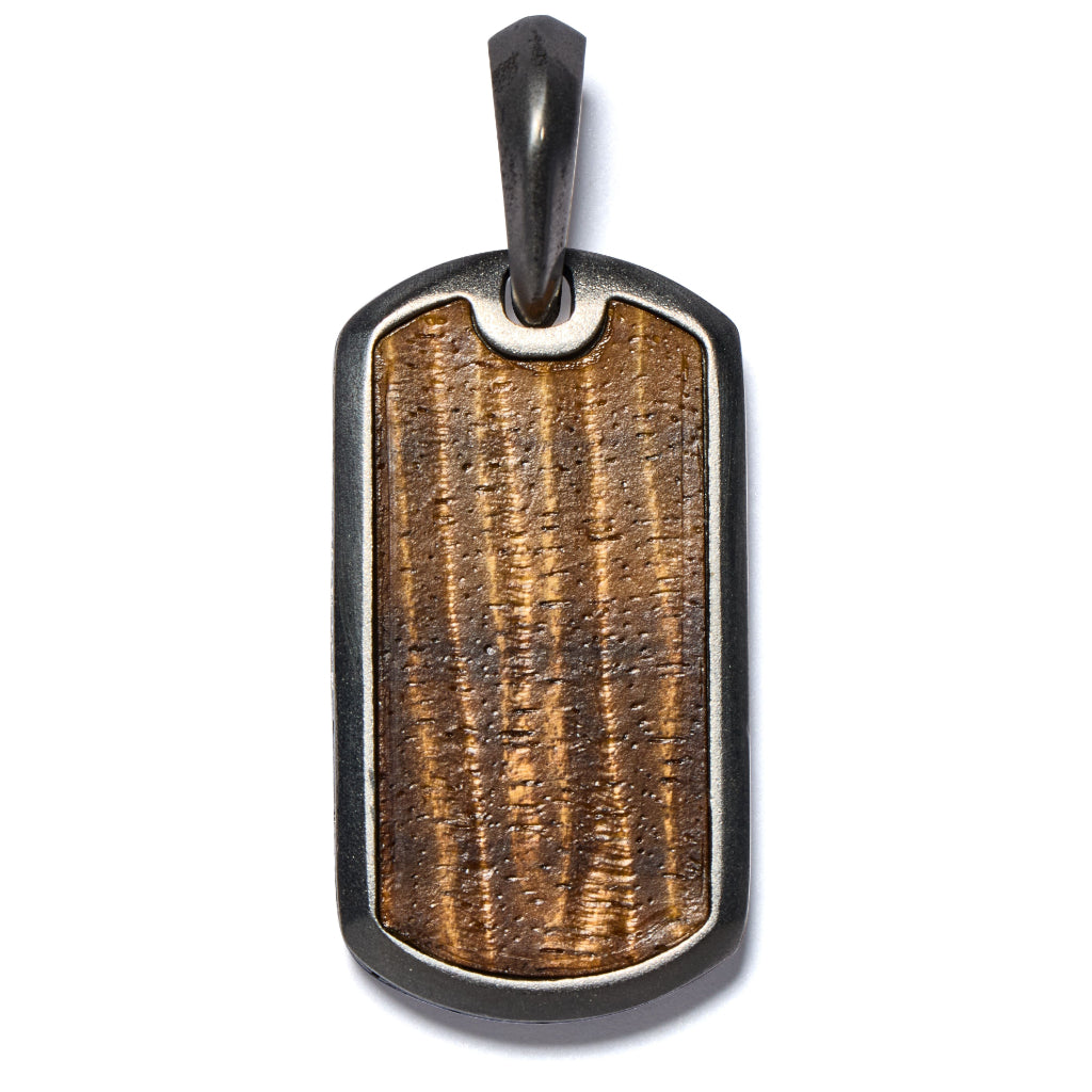 Koa and Mother of Pearl Tag Pendant Necklace