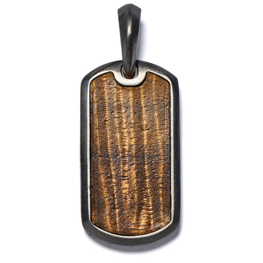 Koa and Mother of Pearl Tag Pendant Necklace