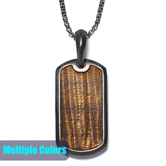 Koa and Mother of Pearl Tag Pendant Necklace