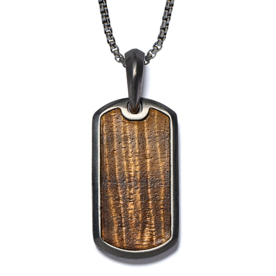 Koa and Mother of Pearl Tag Pendant Necklace