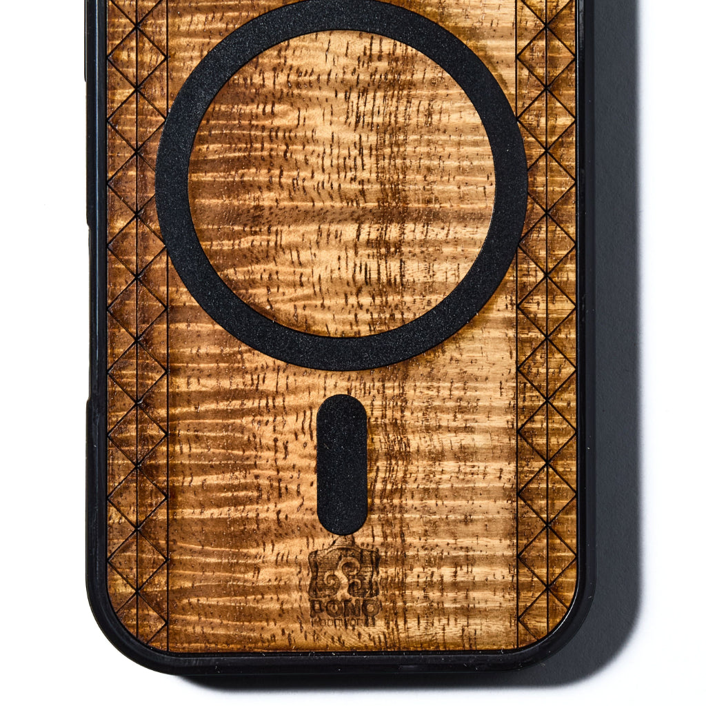 MagSafe Koa Wood iPhone Case with Tapa | Pono Woodworks