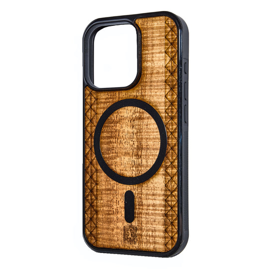 MagSafe Koa Wood iPhone Case with Tapa | Pono Woodworks