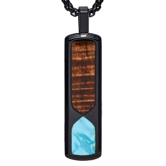 Eternity Koa and Mother of Pearl Pendant in Black