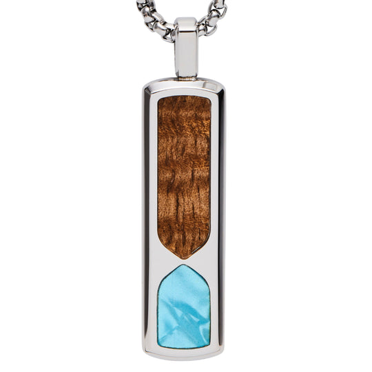 Eternity Koa and Mother of Pearl Pendant in Silver