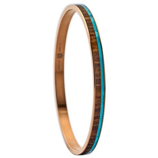 Koa Wood and Mother of Pearl Bangle Bracelet Rose-Gold