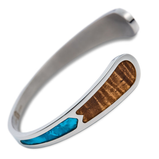 Eternity Koa Cuff Bracelet w/ Mother of Pearl