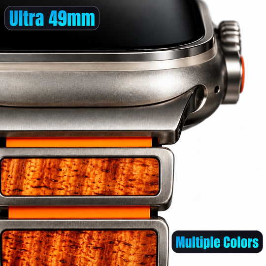 Titanium and Koa Wood iWatch Ultra Band (Silver, Black)