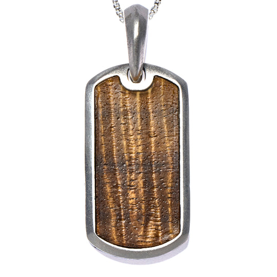 Koa and Mother of Pearl Tag Pendant Necklace