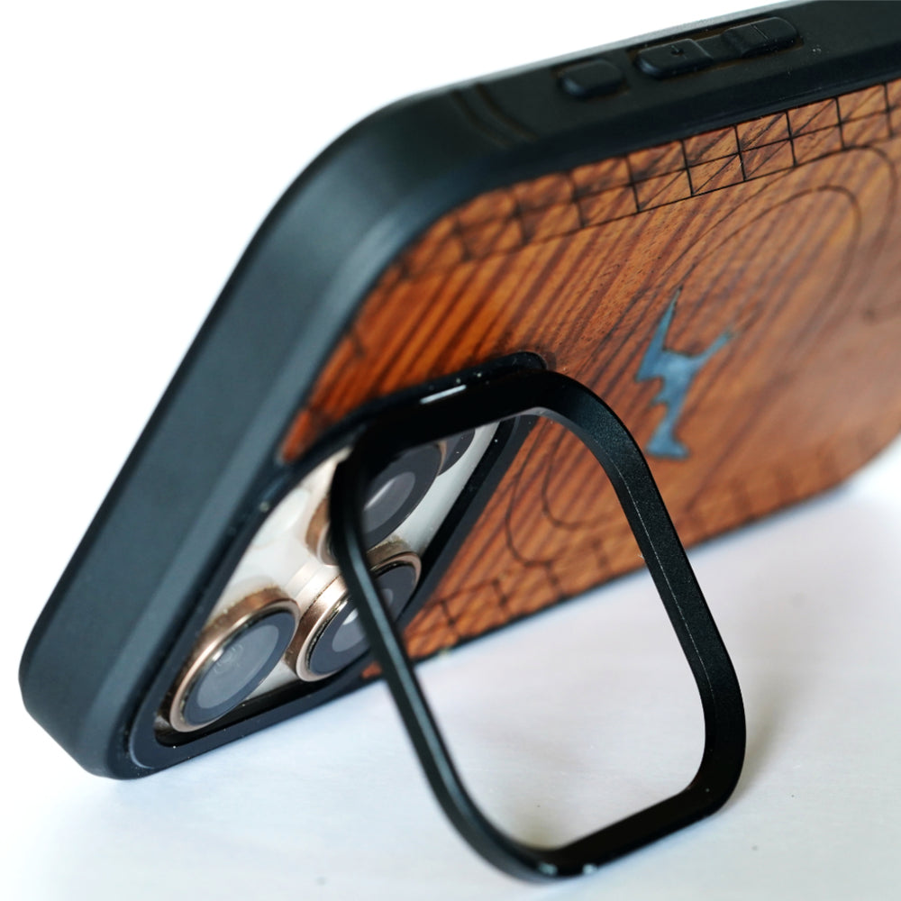 MagSafe Koa Wood iPhone Case with Koi Pattern | Pono Woodworks