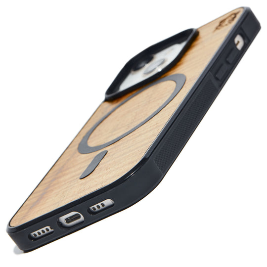 selective focus floating phone case with koa and magsafe