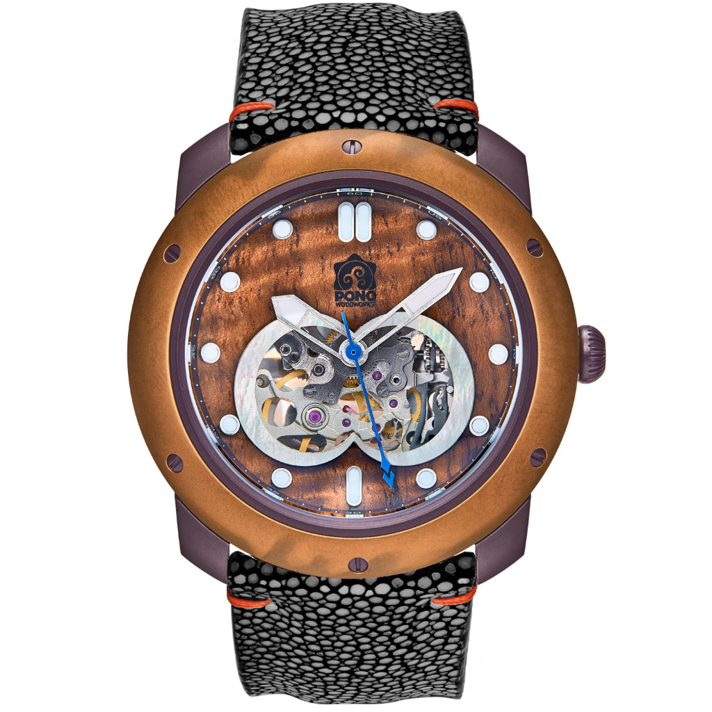 Element Koa Wood and Bronze Automatic Watch- 46mm