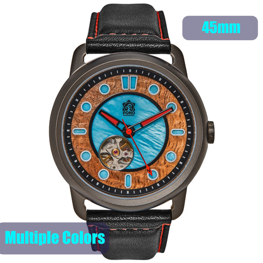 Fissure 8 Automatic Koa Wood and Abalone Watch - 45mm