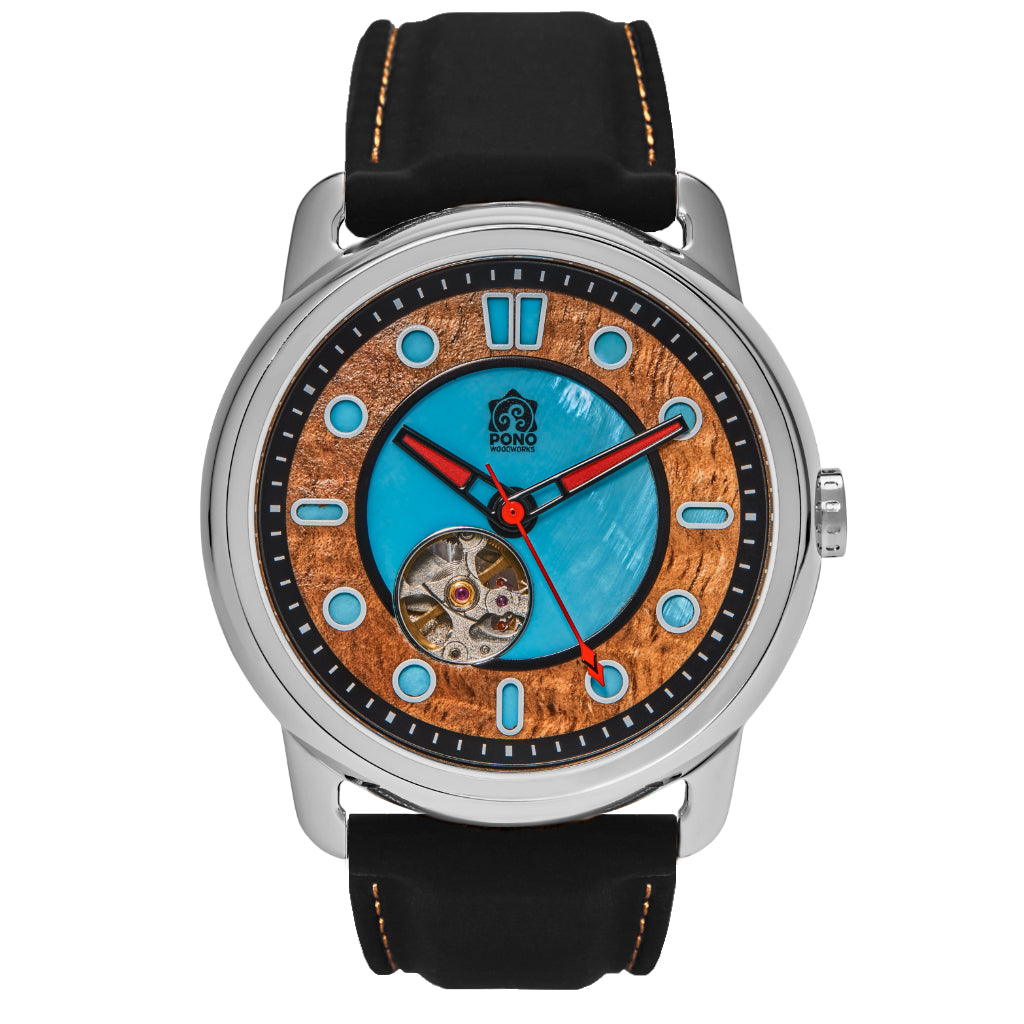 Fissure 8 Automatic Koa Wood and Abalone Watch - 45mm