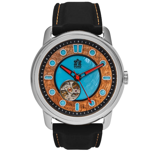 Fissure 8 Automatic Koa Wood and Abalone Watch - 45mm