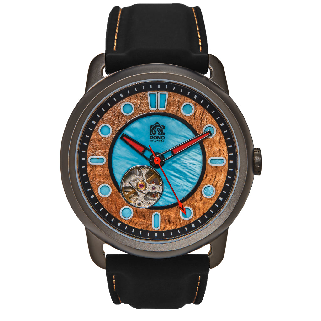 Fissure 8 Automatic Koa Wood and Abalone Watch - 45mm