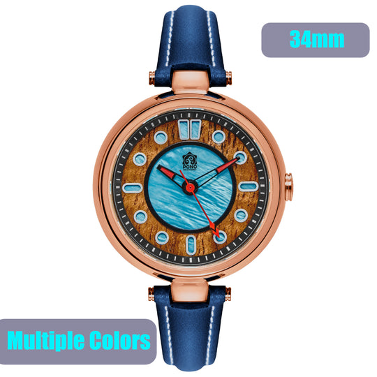 Fissure 8 Automatic Koa Wood and Abalone Watch - 34mm