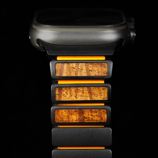 Titanium and Koa Wood iWatch Ultra Band (Silver, Black)