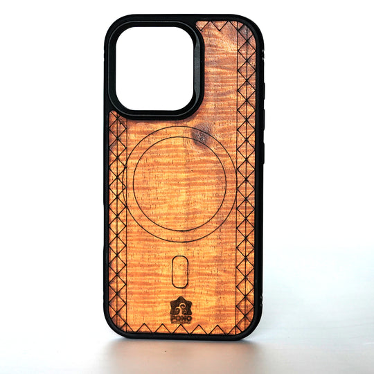 MagSafe Koa Wood iPhone Case with Tapa | Pono Woodworks