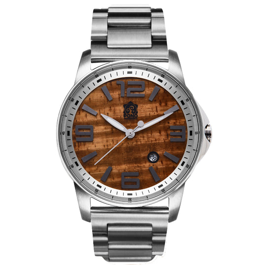 The Surfrider Koa Wood Watch -Silver