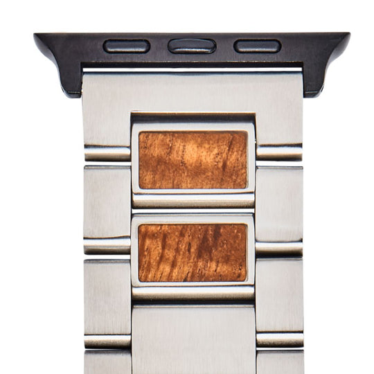 koa inlays on stainless steel band and iwatch adapter
