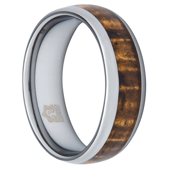 6mm wide Koa Wood and Tungsten Ring