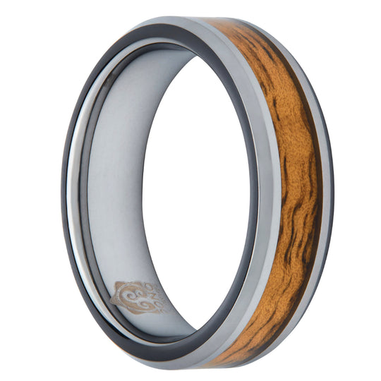 6mm wide tungsten and Koa wood ring